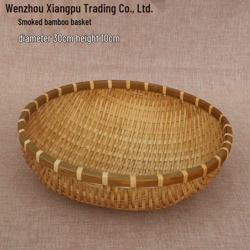 Bamboo Woven Winnowing Basket for Steamed Buns, Rice, Vegetables, and Fruits