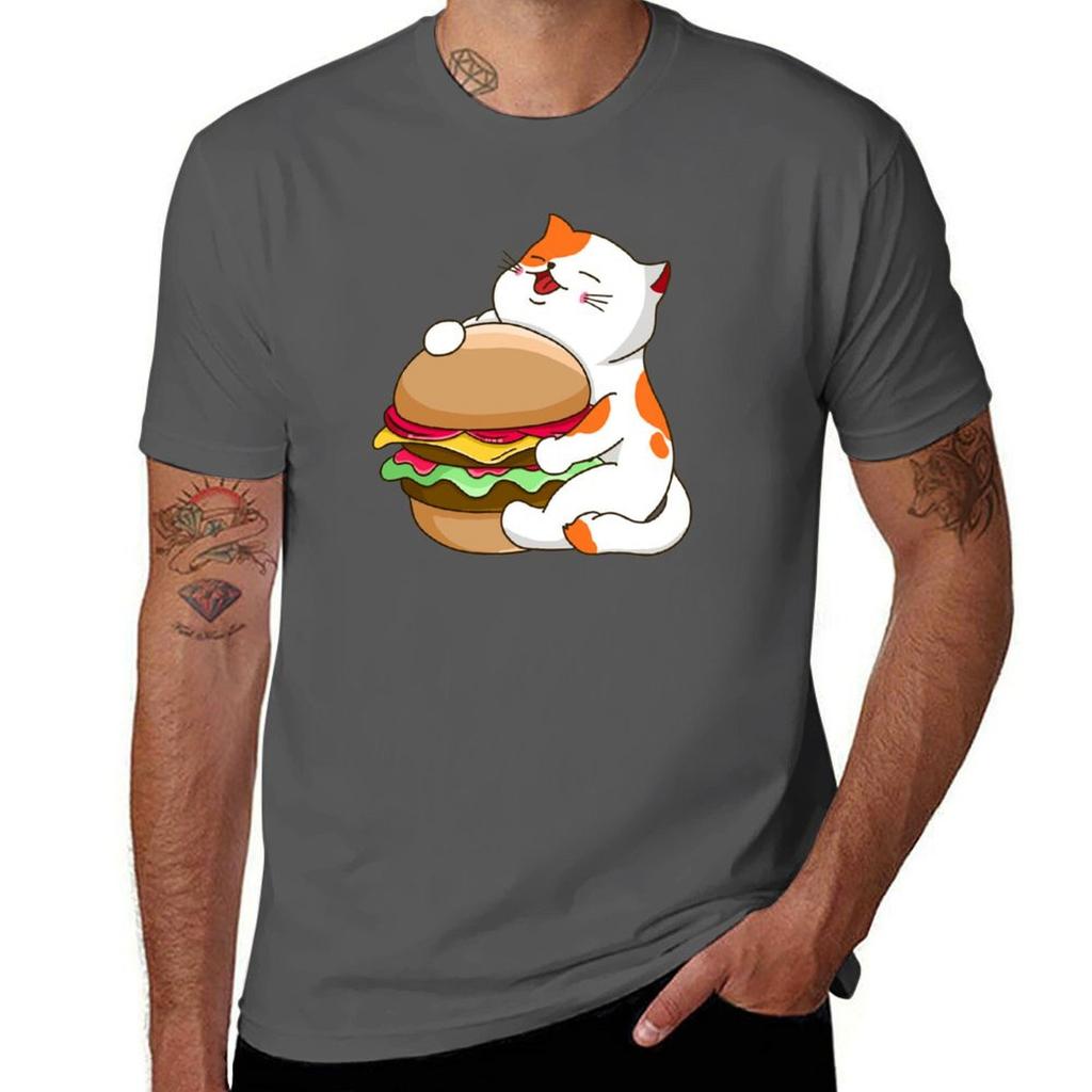 Cat Burger TShirt Unisexs graphic t shirts t shirts for Unisex pack white funny t shirts cotton TShirt