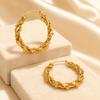 European & American Gold-Tone Stainless Steel Hoop Earrings - Non-Fading, French Retro Style
