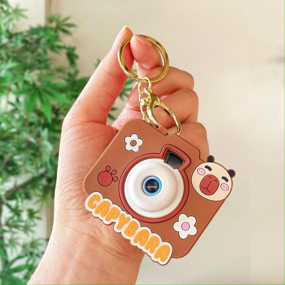 2Pcs Simulation Luminous Cartoon Key Ring Projection Bag Pendant  Children's Toys