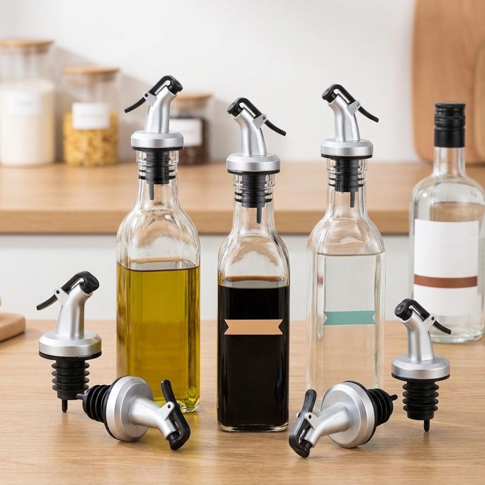 5pcs Anti-Drip Design Oil Bottle Spout ABS Bottle Pourer Dispenser Safe Leak Proof Nozzle Kitchen