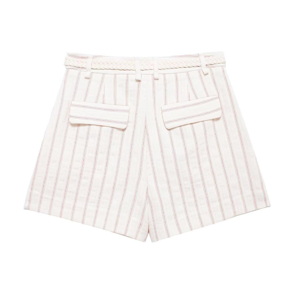 Autumn 2024 Women's European & American Style Striped Vest and Shorts Set