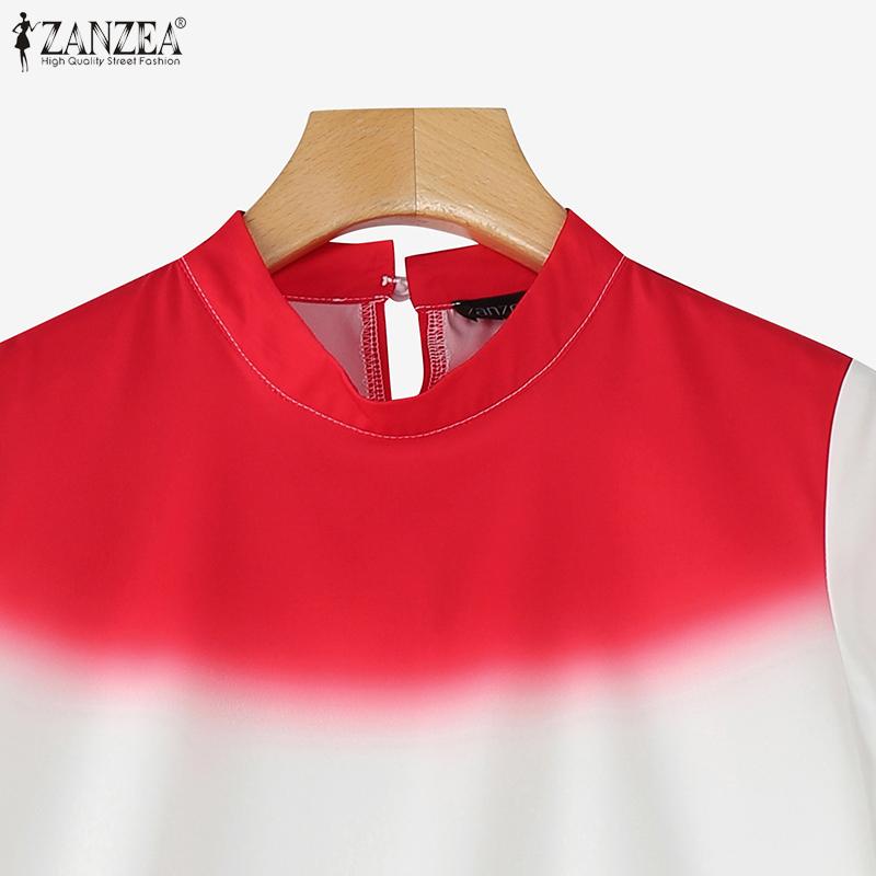 ZANZEA Women Summer Round Neck Casual Half Sleeve Print Blouse