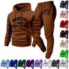 Men's Casual Solid-color Film And Television Peripheral Printed Long-sleeved Hooded Sweatshirt, Men's Sports Sweatshirt And Sweatpants Two-piece Set