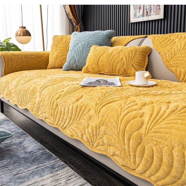 Plantain Leaf Chenille Sofa Cushion Four Seasons With Non-Slip Light Luxury Simple Living Room Seat Cushion Backrest Towel  Can Be Labeled