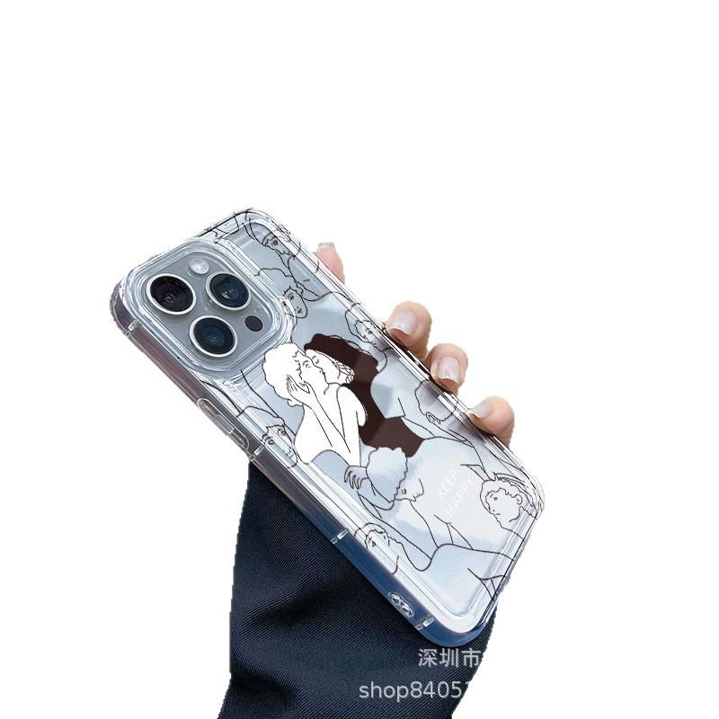 Couple line for Apple 15 mobile phone case iphone12promax transparent 14/13/11/XR airbag 16