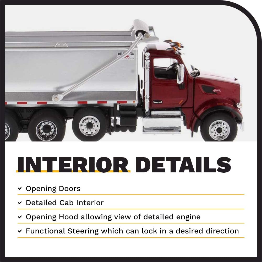 DIECAST MASTERS Peterbilt 567 SF OX Stampede Dump Truck Metallic Red Cab