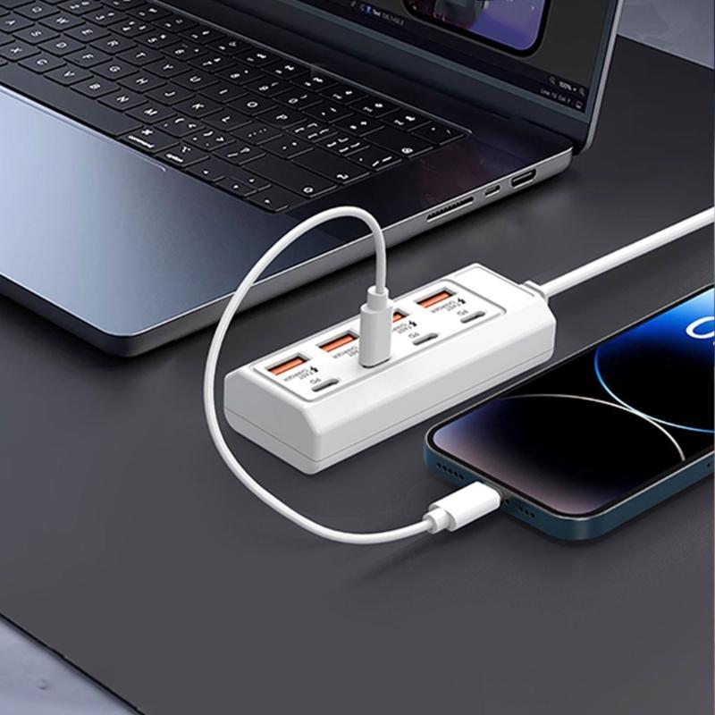 8 In 1 USB Electrical Socket 25W USB TYPE C Power Strips Charger Station Splitter For Tablet Laptop Mobile Phones