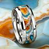 Luxury 8mm Stainless Steel Ring WIth Multicolor Abalone Shell Inlay Rings For Men Women Daily Accessory For Wedding Band Jewelry