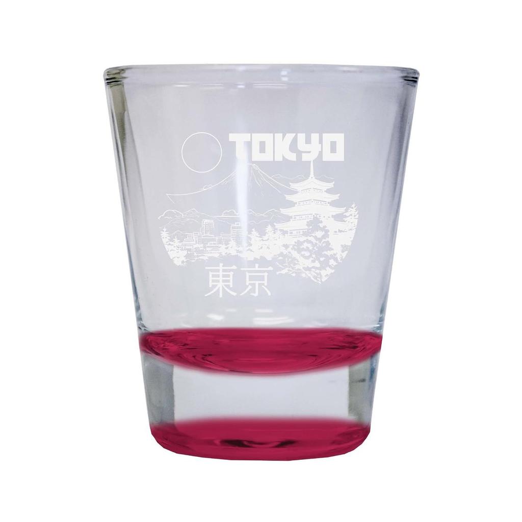 Tokyo Japan souvenir 42.5 g engraved shot glass round red 1 piece