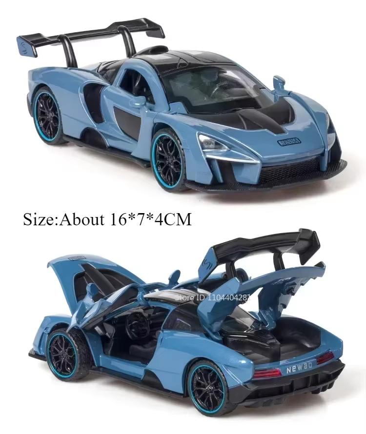 1:32 720S Senna Leichtmetall-Sportwagen Diecast-Modell Spielzeug mit Sound Licht Rückziehfunktion Türen zu öffnen Miniaturfahrzeuge Kinderfreund's Geschenk