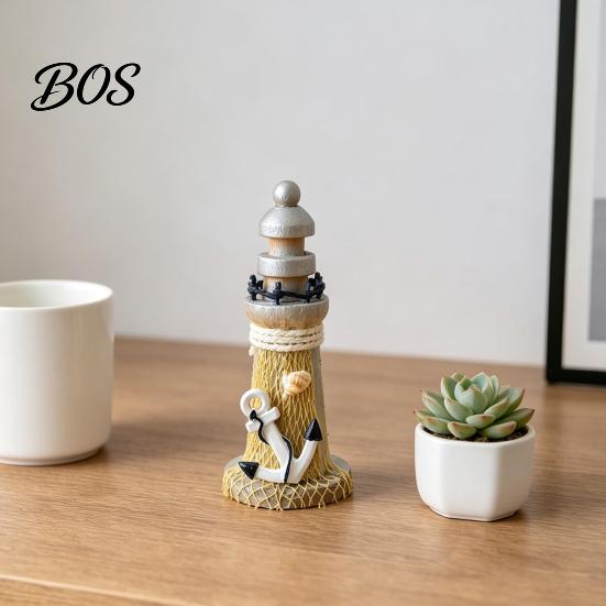 Hand Polished Wooden Figurine Rustic Wood Lighthouse Figurine, Nautical Ocean Beach Sculpture, Souvenir Decoration Handcrafted Coastal Tabletop