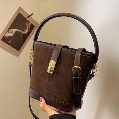 Retro Design Suede Leather Women's Shoulder Bag 2024 New Style Women's Fashionable Crossbody Bag Handbag Bucket Bag Purses and Handbags Armpit Bag