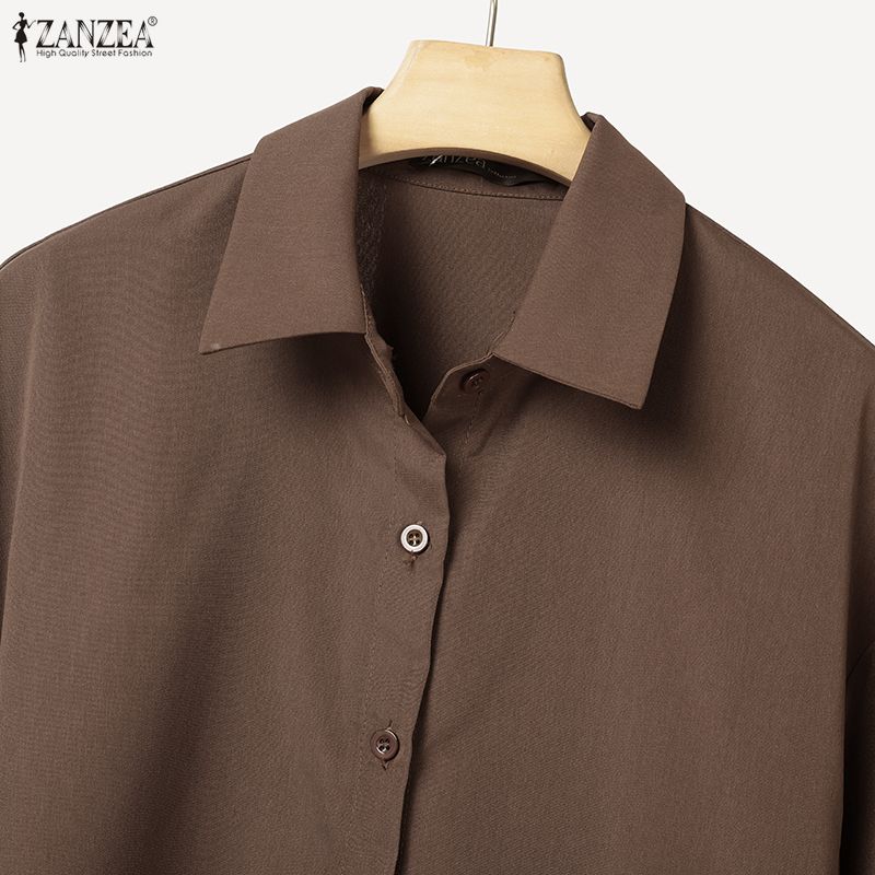 ZANZEA Women Long Sleeve Long Blouse and Pants Casual Two Piece Suit Sets