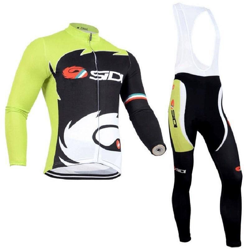 Winter Cycling Kit Thermal Fleece Long Sleeve Jersey Bib Pants Set Road Bike Outdoor Ride