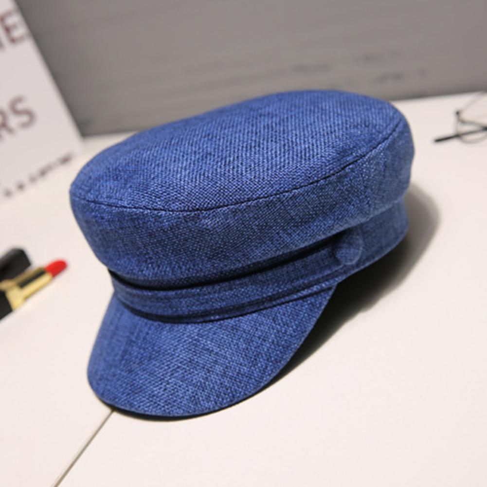 Women Men Cute Casual Outdoor Short Eaves Dome Cotton-flax Button Beret Hat Cap Unisex