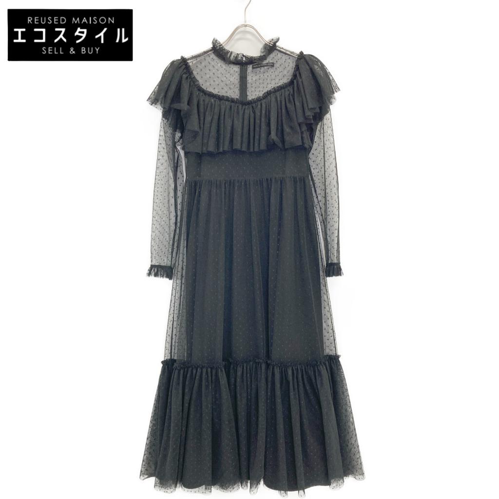 TSURU BY MARIKO OIKAWA Black DR-2230890 Lace One Piece Dress Not Written blackUsed