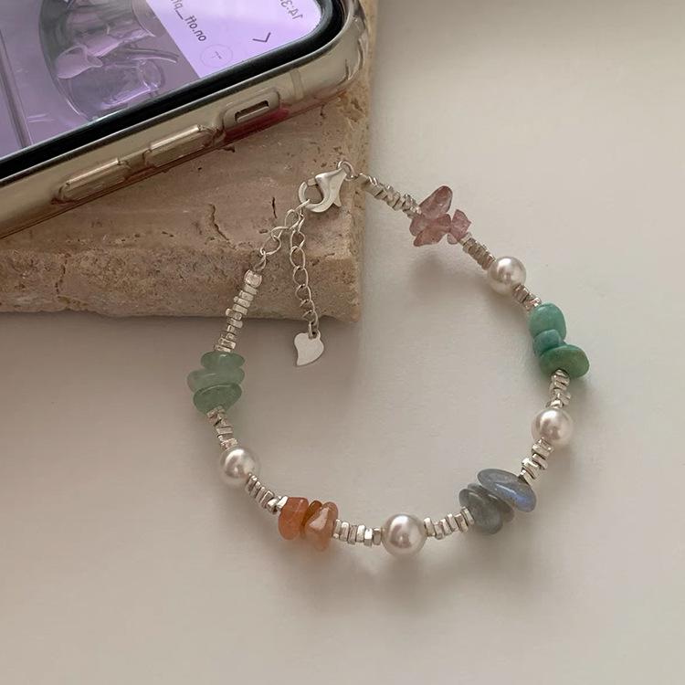 Dámský korejský retro perlový a stříbrný náramek - Jednoduchý, všestranný temperamentní náramek
