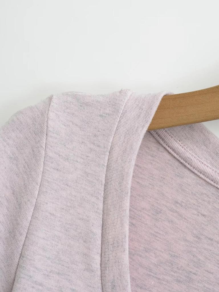 2025 Summer Slim Fit Short Sleeve Crop Top with Wide Round Neck