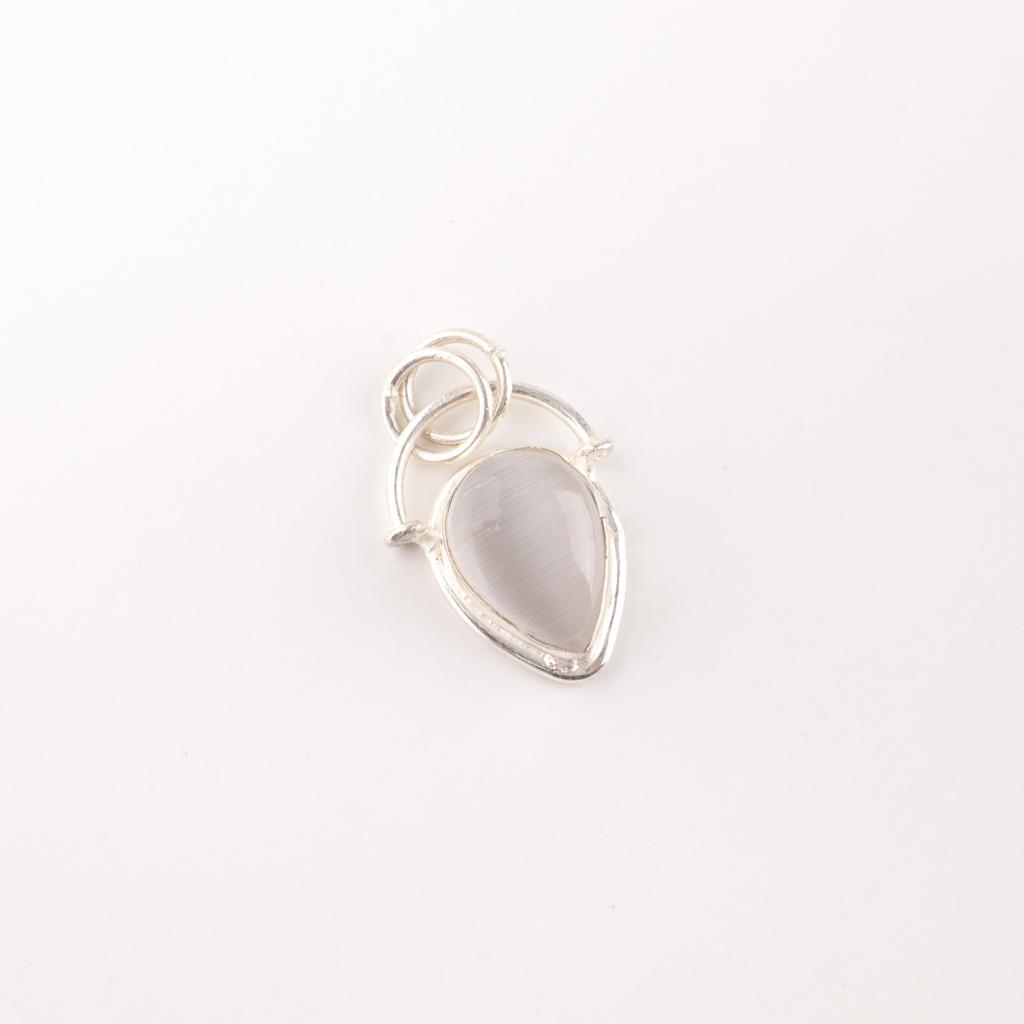 Selenite Gemstone 925 Solid Silver Jewelry Handmade White Stone Chain Pendant PP-56-38