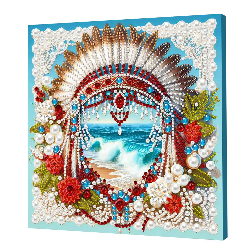 Pearl Gem Diamond Art Painting Kit with Frame 25x25cm Diamond Dots Pearl Gem Painting for Adults & Beginners Home Wall Decor
