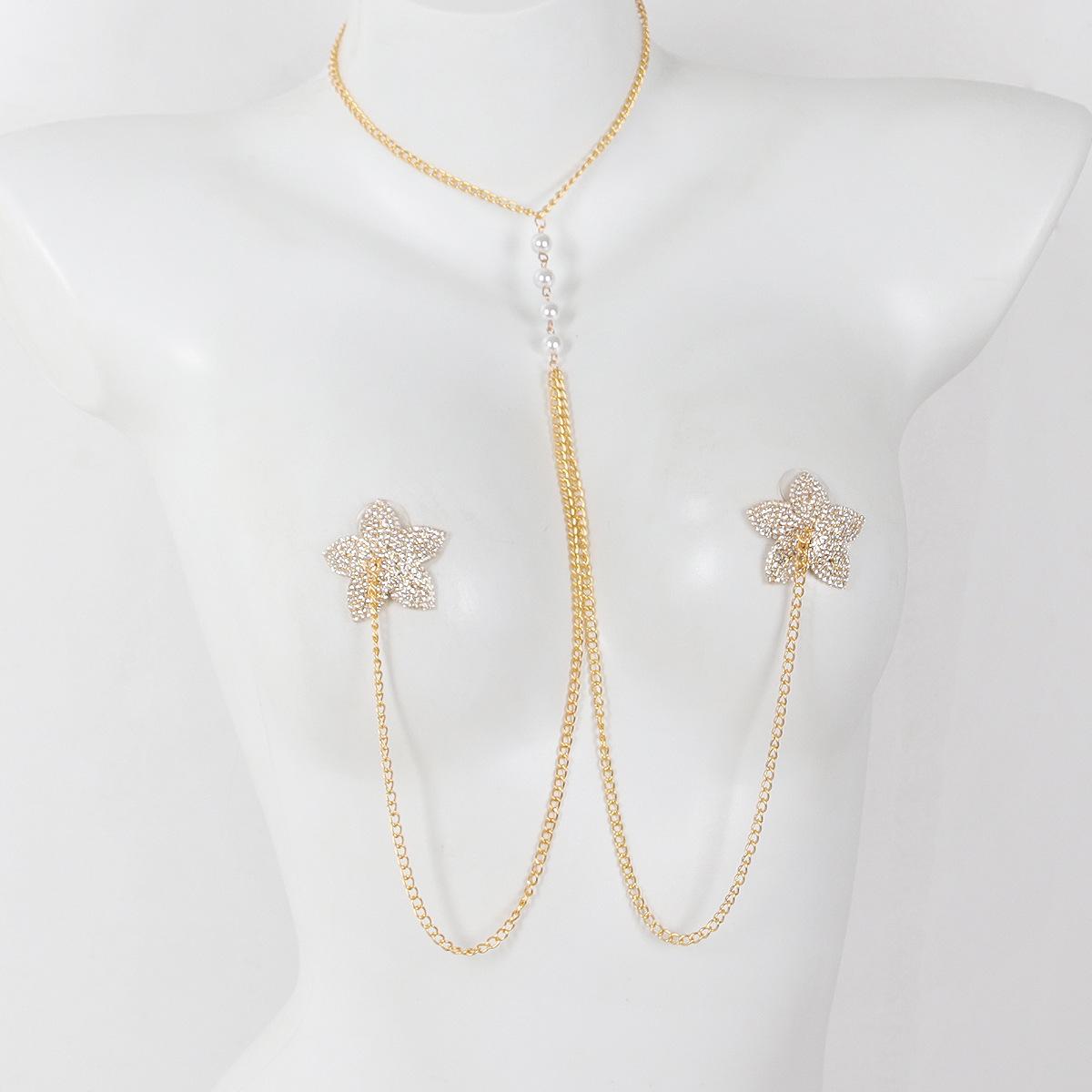 Модная женская цепочка на грудь со стразами в виде звезды, дерзкая цепочка с инкрустацией бриллиантами, чокер для ночного клуба и аксессуар-боди-харнесс золотой