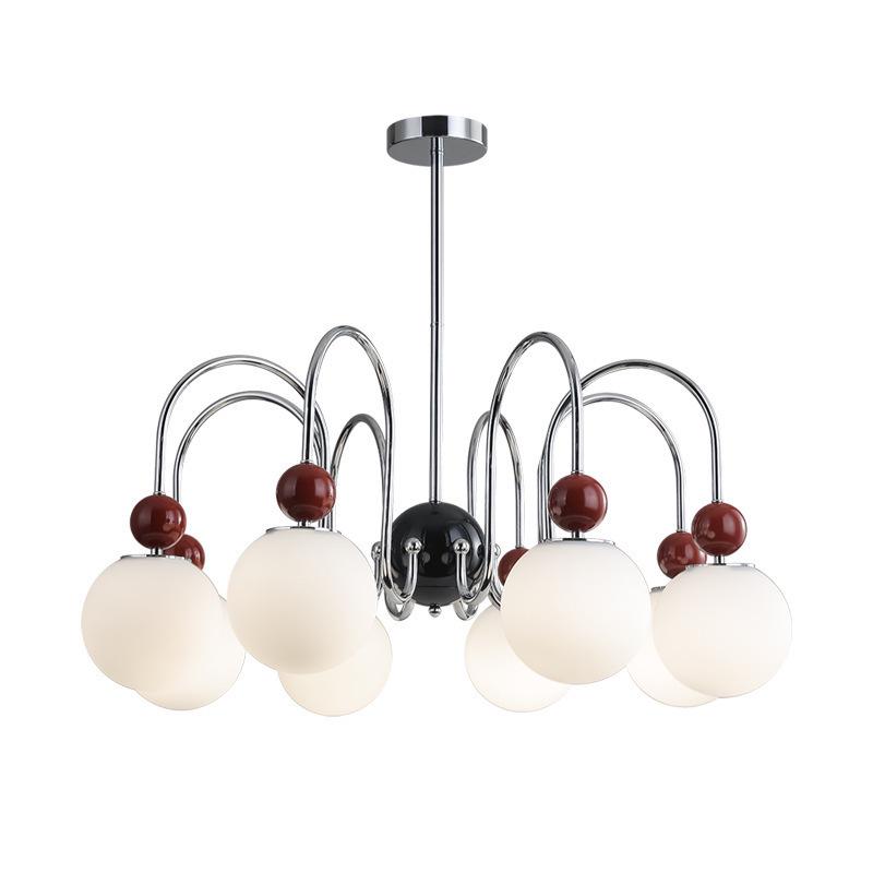 Mid-Century Minimalist Pearl Magic Bean Chandelier: French Cream Design for Living Room, Bedroom, or Restaurant Lighting.