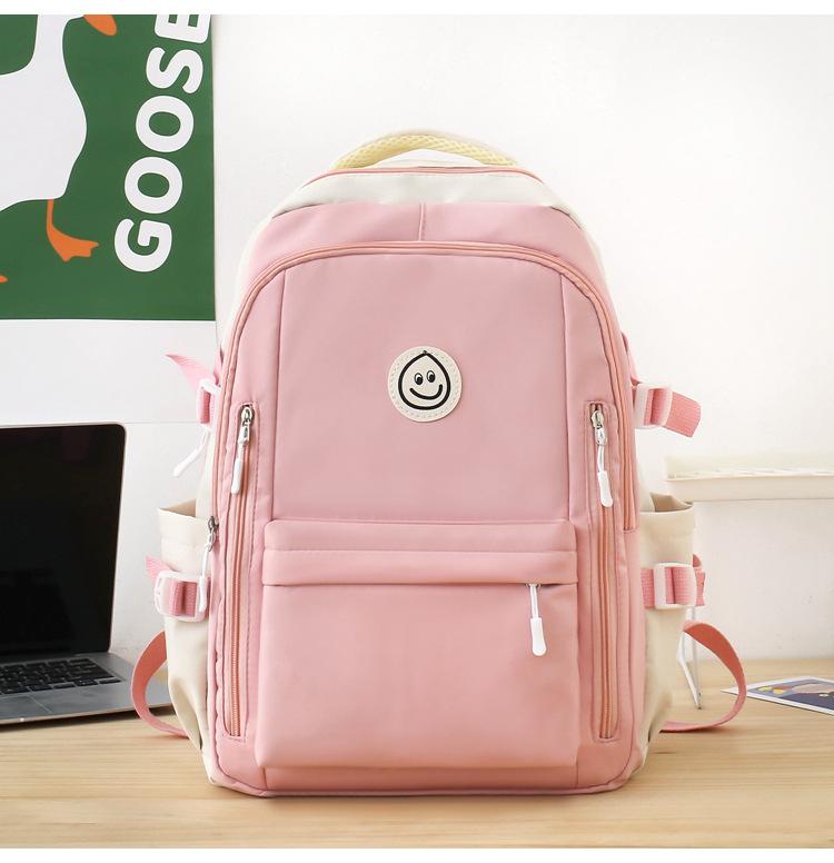 Schoolbag Contrast Color Backpack Junior High School Student Girl School Bag Elementary School Elementary School Versatile Large Capacity Lightweight