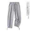 Casual Wide-Leg Pants Spring and Autumn New Foreign Trade Women's Clothing Elastic High Waist Pure Color Loose Elastic Drawstring Pants 27697