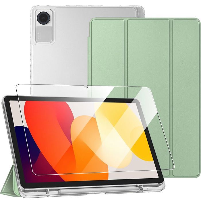 Coque + Verre Trempé - BOOLING - Xiaomi Redmi Pad SE 11" - Protection Silicone - Vert - Emplacement Stylet