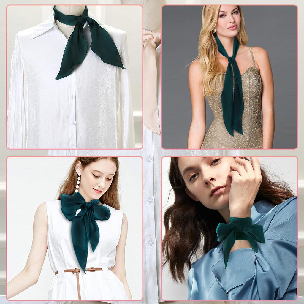 Women Satin Neck Scarf, Solid Color Thin Hair Tie Waistband