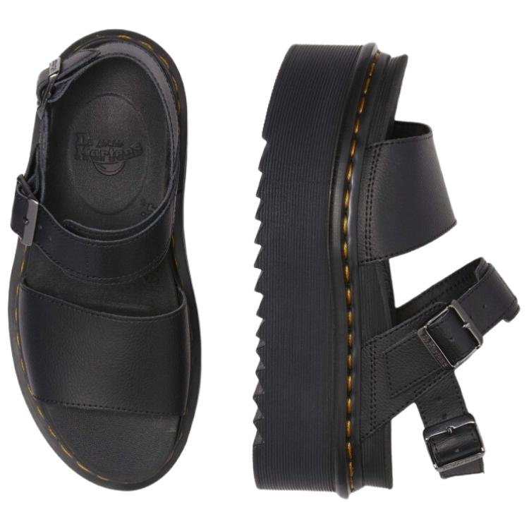 Dr. Martens Voss Leder Mode Trend Einriemen Sandalen 4,5cm Herren Sandalen Schwarz 31537001