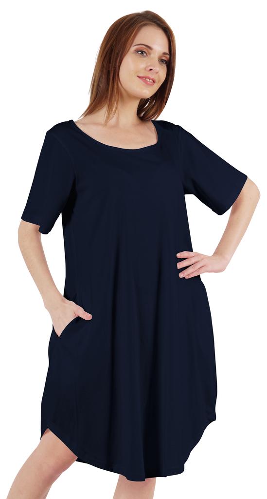 Inkmeso Noční košile pro ženy s krátkým rukávem W Noční košile s kulatým výstřihem Jersey tunika