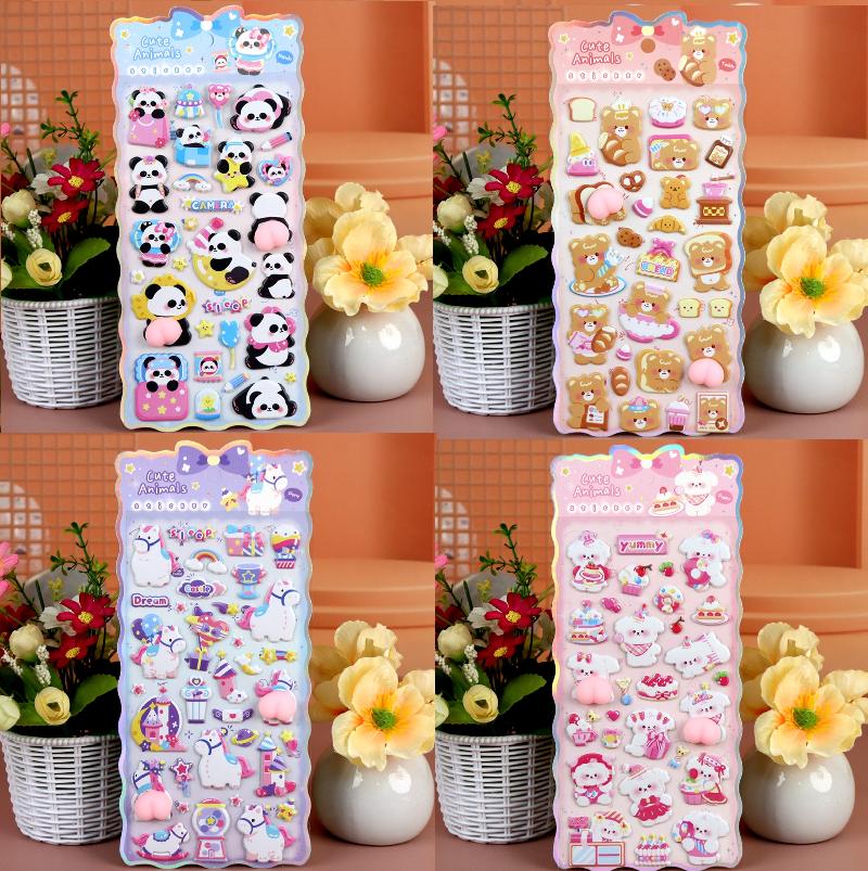 2-4pcs 3d Relief Bubble Stickers Cute Rabbit Cartoon Children Diy Stickers Phone Cases Handmade Diy Materials Sticker