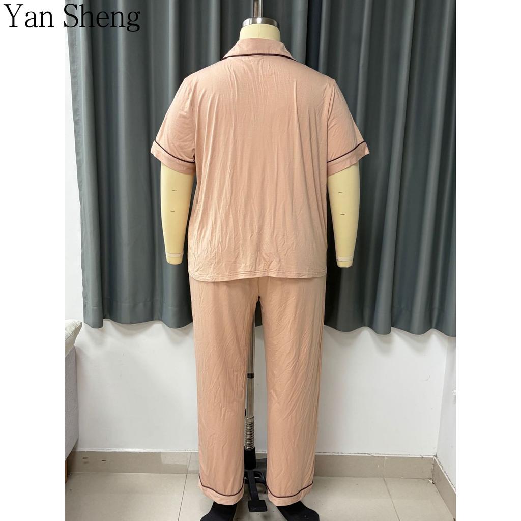 Set Pigiama da Donna, Cardigan Bottonato Manica Corta Taglie Forti in Modal Loungewear Con Tasche Abbigliamento da Casa Estivo