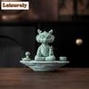 Creative Green Sandstone Dragon Snake Master One Finger Earns Tea Pet Ornament Teasing Beast Home Desktop Incense Holder Base