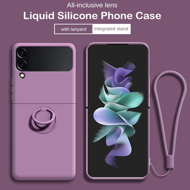 Hot Sales Skin Feel Liquid Silicone Flip Case for Samsung Galaxy Z Flip 7 FE 6 5 4 3 Anti-Drop Ring Holder Magnetic Bracket Case