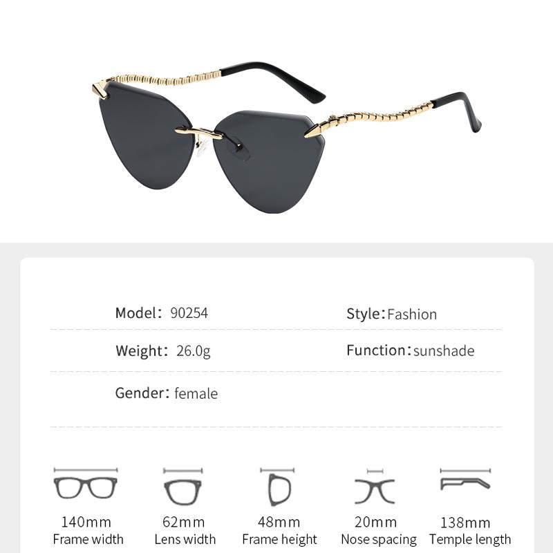 New Sunglasses Personalized Snake-shaped Temples Metal Sunglasses Women's Fashion Vacation Anti-uv Glasses 90254