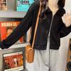 Women's High-End Waffle Knit Polo Collar Sweatshirt Jacket, Autumn Double Zipper Cardigan, Korean Style Student Top