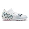 Puma 7 Match Mg Jr Comfortable Versatile Low Top Kids Soccer Shoes Kids Soccer Shoes White Blue 107730-01