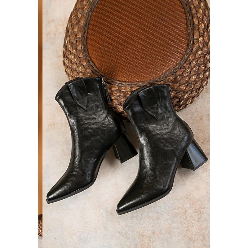 New Style Shoes: Pointed-toe Retro Boots, Chunk-heeled Boots, Women's Ankle Boots, and Slim Boots