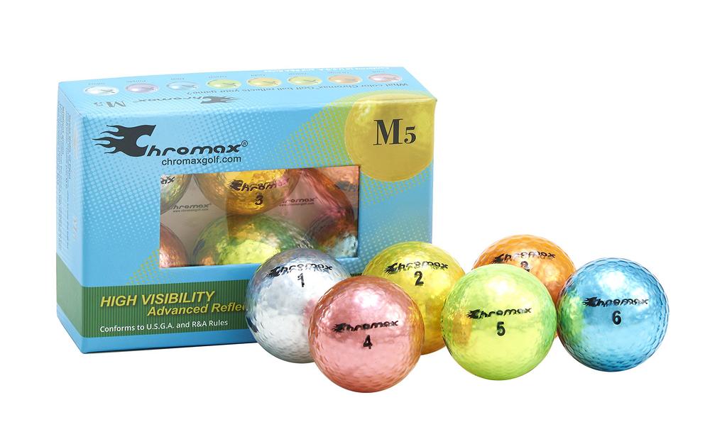 Chromax Metallic M5 Color Mix Golf Balls (Pack of 6) Assorted.
