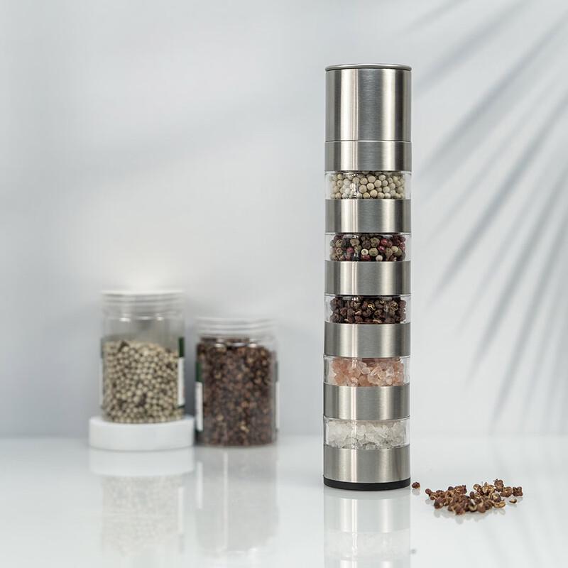 RuHan Stainless Steel Manual Pepper and Spice Grinder Set