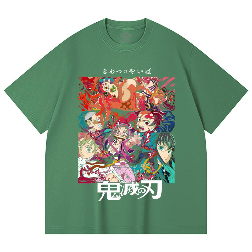 230 Gsm 100% Cotton Demon Slayer V26 Print Unisex Heavy Cotton T Shirt