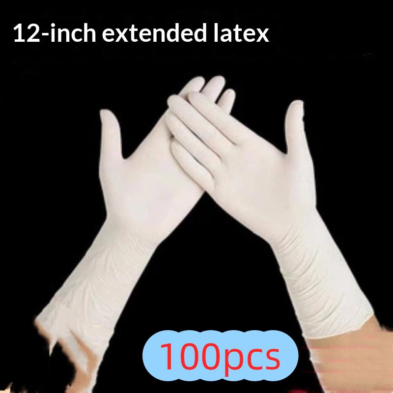 Одноразовые латексные перчатки утолщенные для защиты при мытье посуды промышленные белые нескользящие резиновые перчатки XL