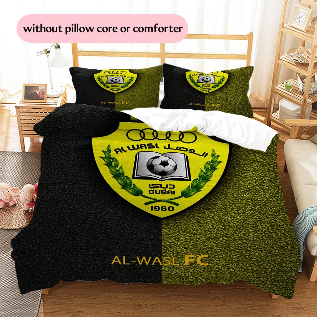 Al Wasl Football Club Pattern Bedding Quilt Set Home Decoration Gift (1 * duvet cover + 2 * pillowcase without core)