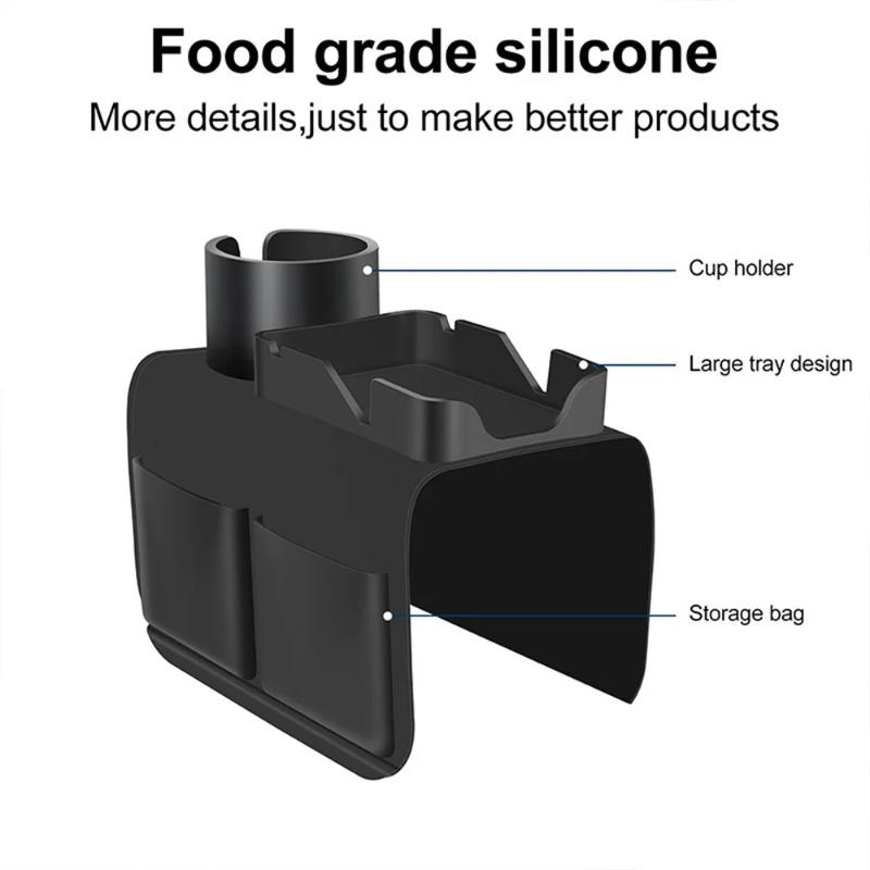 Silicone Sofa Armrest Cup Holder Tray, Sofa Armrest Organizer Bag, Large Capacity Storage for Remote Control & Drinks