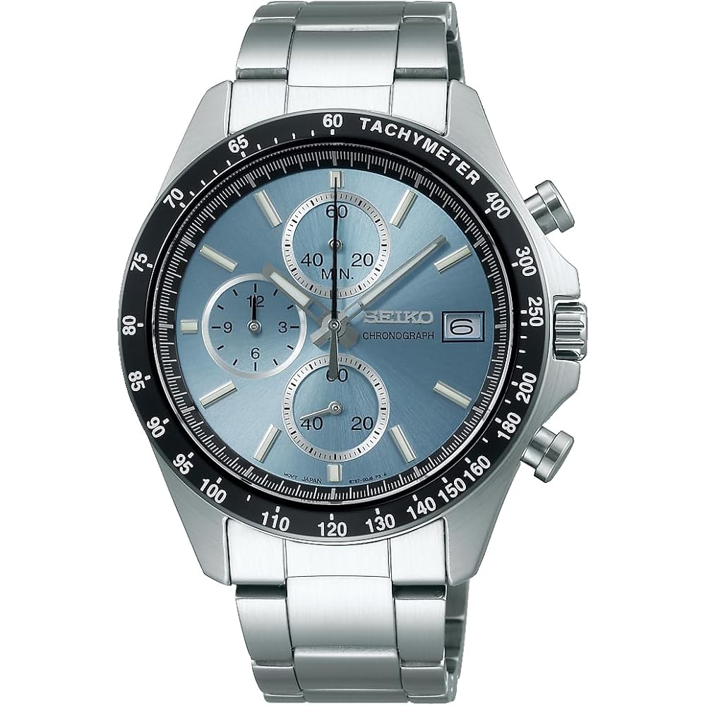 Seiko Selection SBTR029 Men s Quartz Chronograph Watch Light Blue Dial Stainless Steel Date Calendar