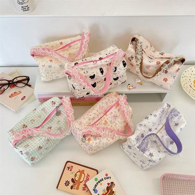 11 Cartoon Embossed Lace Canvas Bag Women's Handbag Shopping Bag Student Mobile Phone Handbag