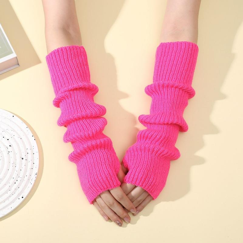 Botvotee Arm Warmers Free Shipping Sleeves for Women Y2k Accessories Knit Warm Winter Extend Sleeves Fingerless Gloves Black